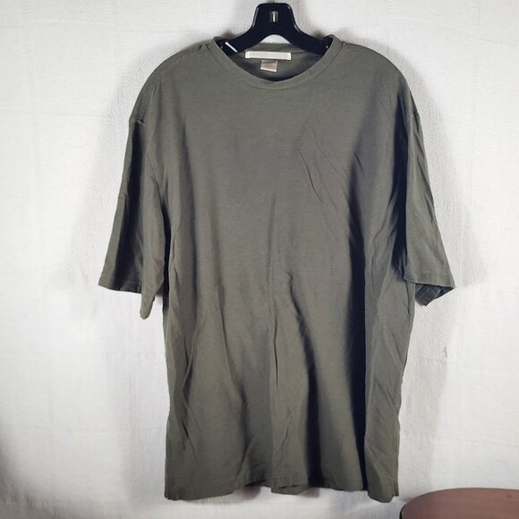 Perry Ellis Other - Perry Ellis Green Khaki Ribbed Cotton Rayon Short Sleeve Crew Neck Shirt Size XL